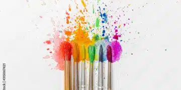 LGBTQ concept of colors made with the help of watercolor paints and brushes of azalea flowers on a sheet of paper for watercolor painting