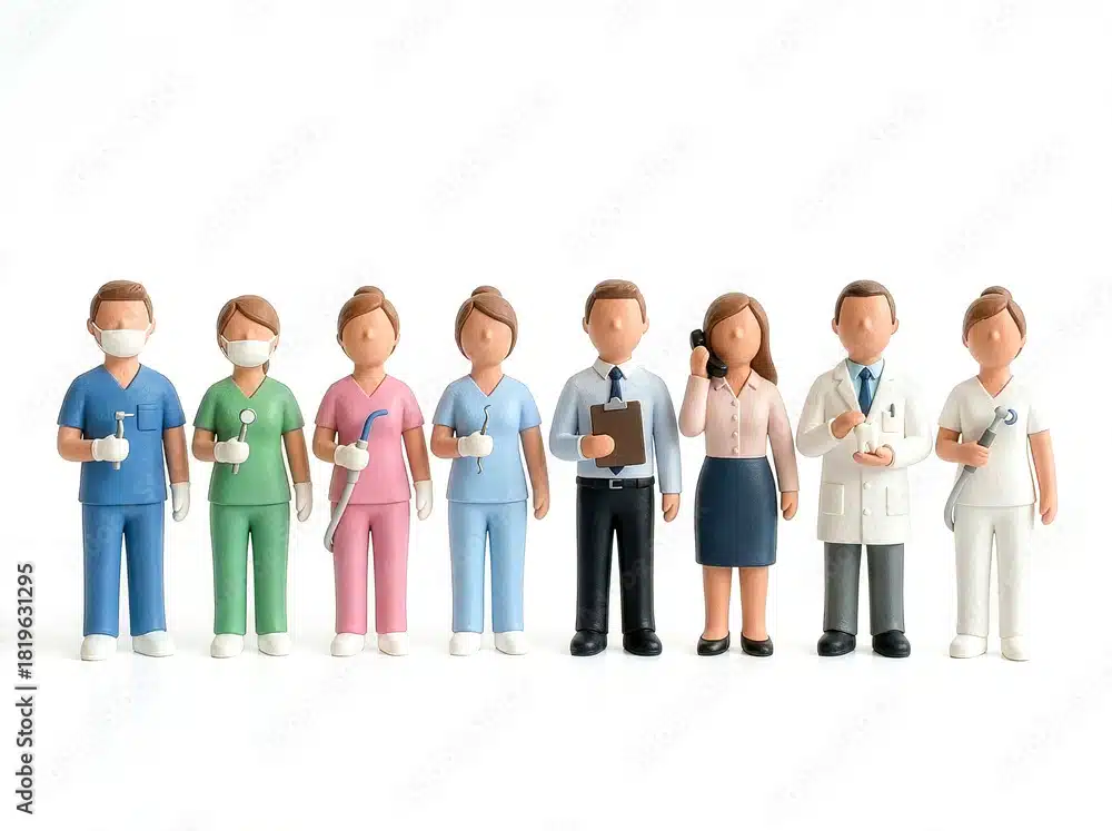 Eine Gruppe von Personen die in einer Zahnarzt Praxis arbeiten